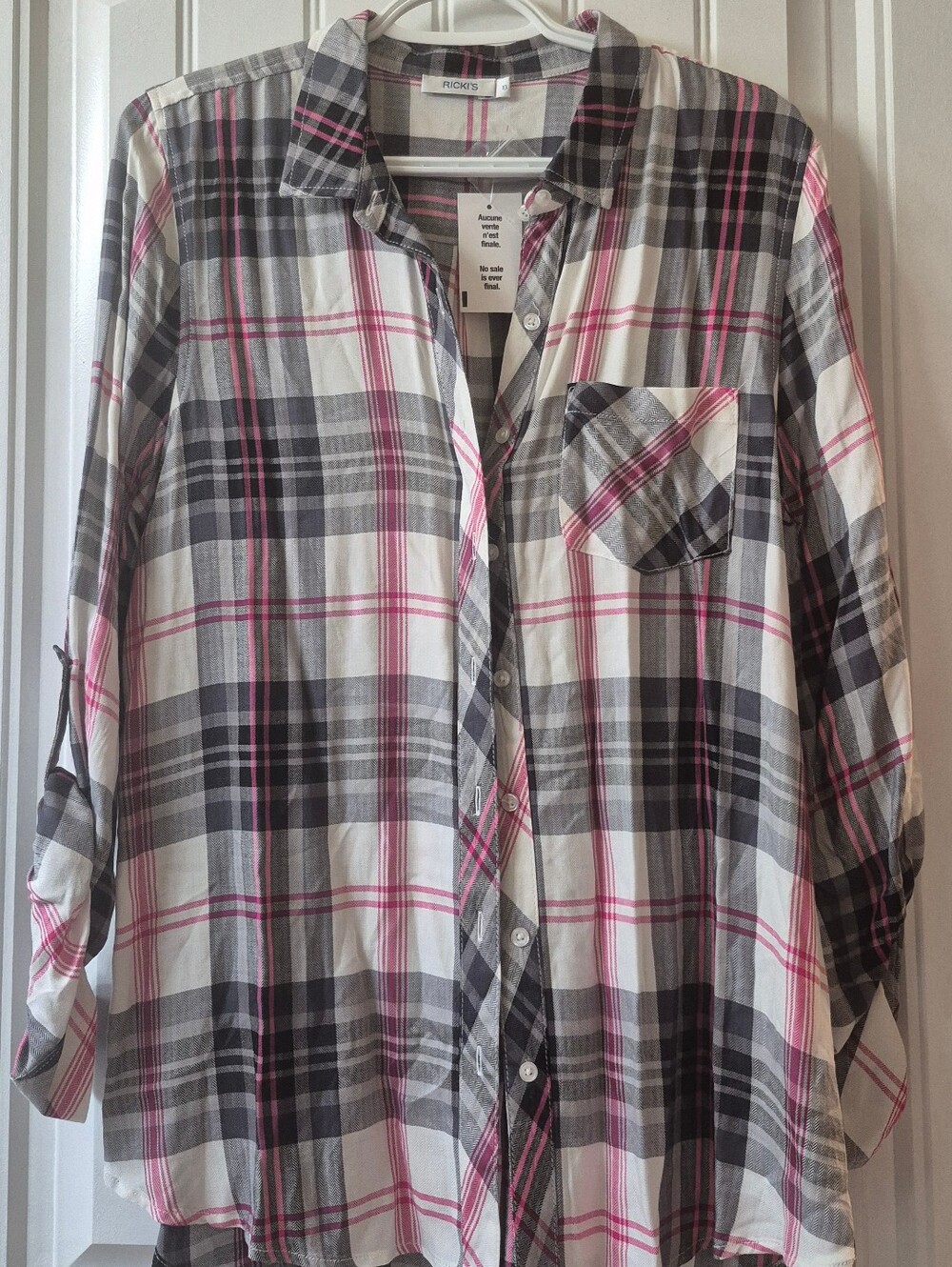 Womens Ricki's Plaid Rayon Shirt Size 10 New With Tags